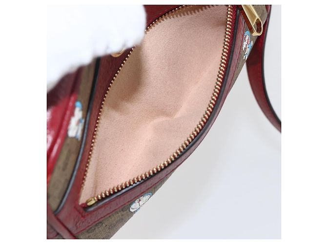 GUCCI GUCCI �~ Borsa Micro GG Supreme Doraemon PVC Beige Oro 647784 Auth 149862SM D'oro - vista 23