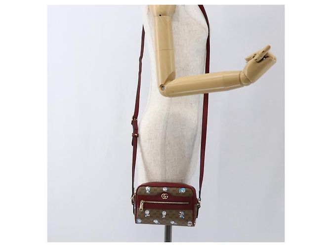 GUCCI GUCCI �~ Borsa Micro GG Supreme Doraemon PVC Beige Oro 647784 Auth 149862SM D'oro - vista 24