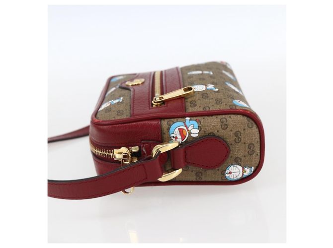 GUCCI GUCCI �~ Borsa Micro GG Supreme Doraemon PVC Beige Oro 647784 Auth 149862SM D'oro - vista 3