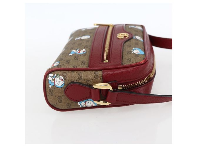 GUCCI GUCCI �~ Borsa Micro GG Supreme Doraemon PVC Beige Oro 647784 Auth 149862SM D'oro - vista 4