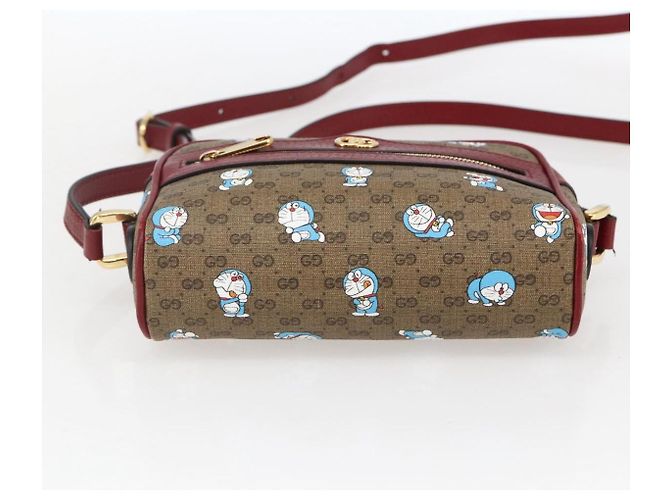 GUCCI GUCCI �~ Borsa Micro GG Supreme Doraemon PVC Beige Oro 647784 Auth 149862SM D'oro - vista 5