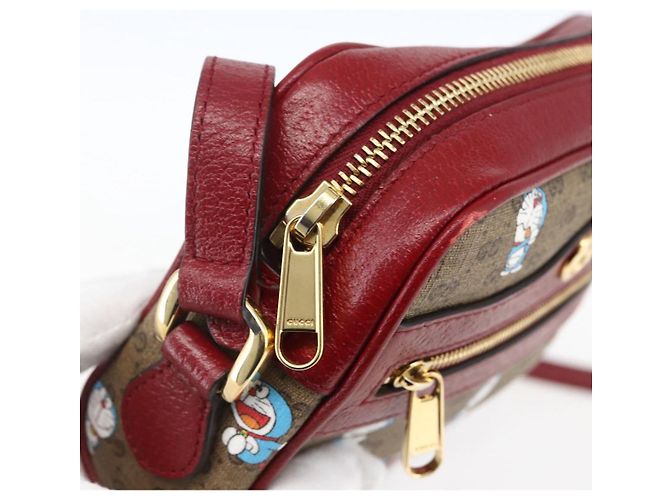 GUCCI GUCCI �~ Borsa Micro GG Supreme Doraemon PVC Beige Oro 647784 Auth 149862SM D'oro - vista 9