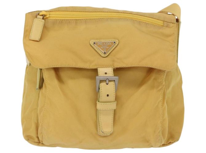 Borsa a Spalla PRADA in Nylon Gialla Argento Autentica 166691 Giallo - vista 13
