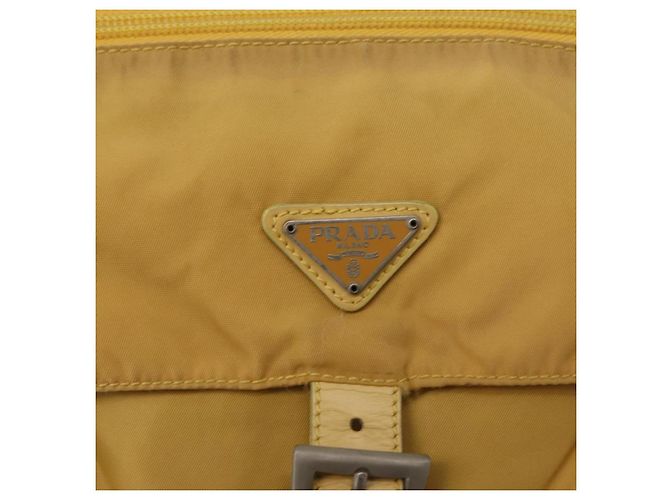 Borsa a Spalla PRADA in Nylon Gialla Argento Autentica 166691 Giallo - vista 17