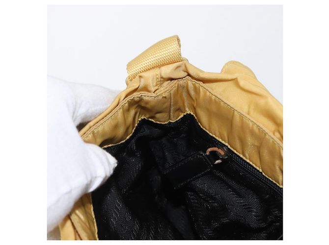 Borsa a Spalla PRADA in Nylon Gialla Argento Autentica 166691 Giallo - vista 21