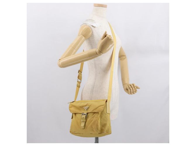 Borsa a Spalla PRADA in Nylon Gialla Argento Autentica 166691 Giallo - vista 25