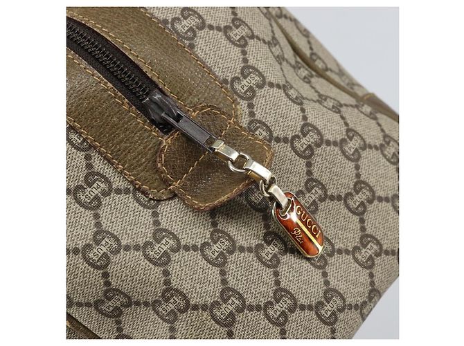 Gucci Borsa Boston GG Plus Supreme in PVC beige e oro Auth 166725 D'oro - vista 10