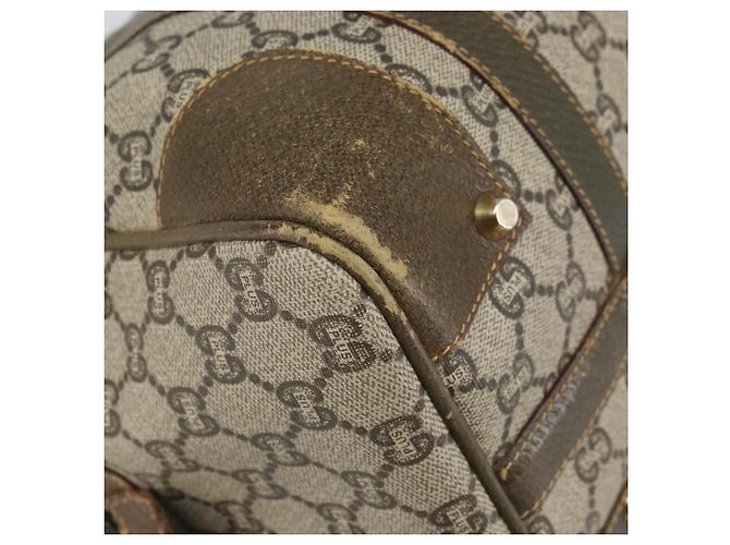 Gucci Borsa Boston GG Plus Supreme in PVC beige e oro Auth 166725 D'oro - vista 14