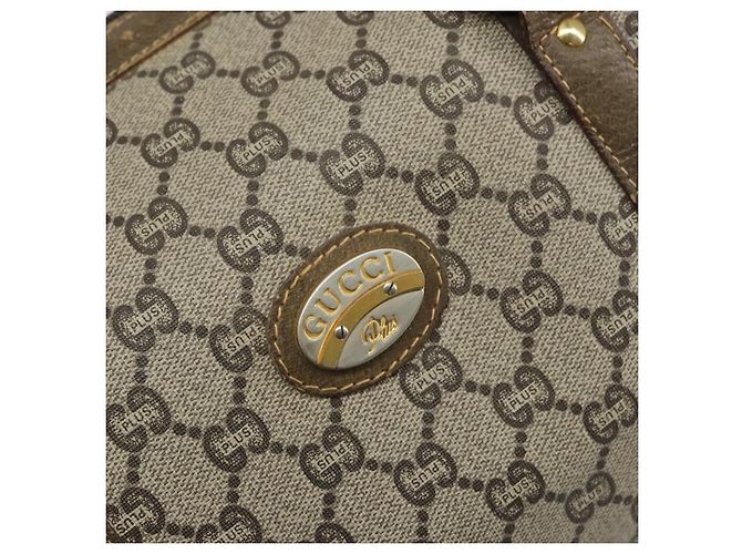 Gucci Borsa Boston GG Plus Supreme in PVC beige e oro Auth 166725 D'oro - vista 17