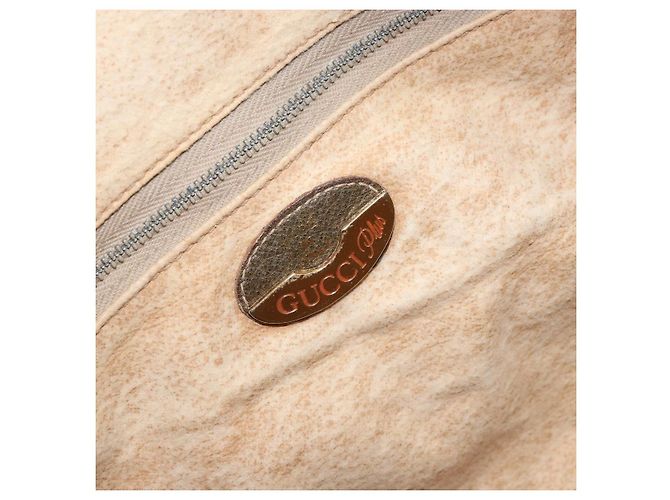 Gucci Borsa Boston GG Plus Supreme in PVC beige e oro Auth 166725 D'oro - vista 18