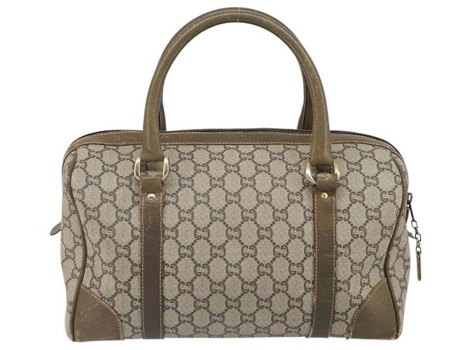 Gucci Borsa Boston GG Plus Supreme in PVC beige e oro Auth 166725 D'oro - vista 2