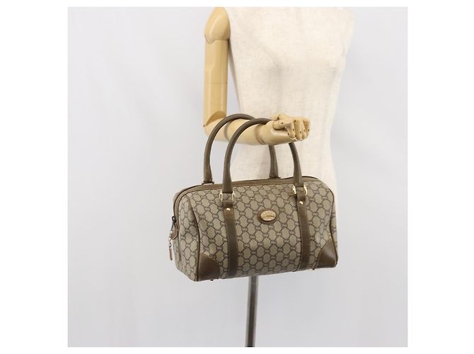 Gucci Borsa Boston GG Plus Supreme in PVC beige e oro Auth 166725 D'oro - vista 22