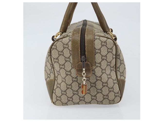 Gucci Borsa Boston GG Plus Supreme in PVC beige e oro Auth 166725 D'oro - vista 3