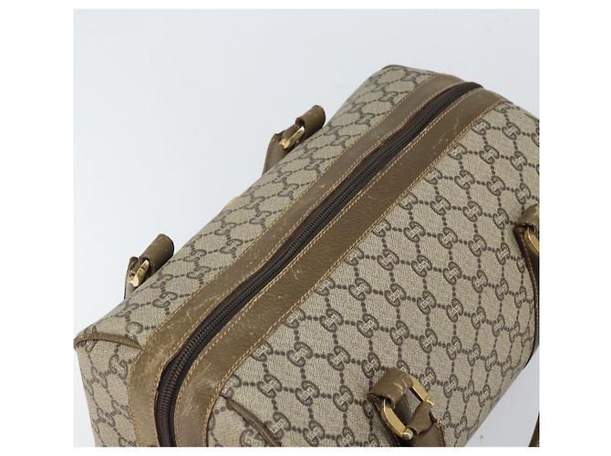 Gucci Borsa Boston GG Plus Supreme in PVC beige e oro Auth 166725 D'oro - vista 6