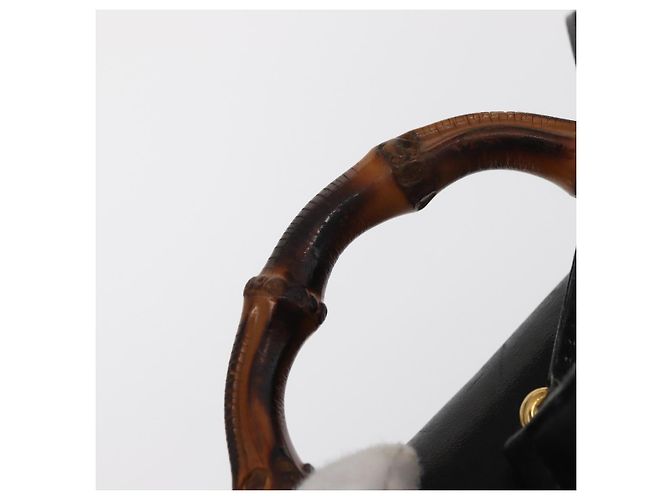 Zaino in Pelle Gucci Bamboo Nero Oro 003 2058 0030 Auth gh1708 - vista 14