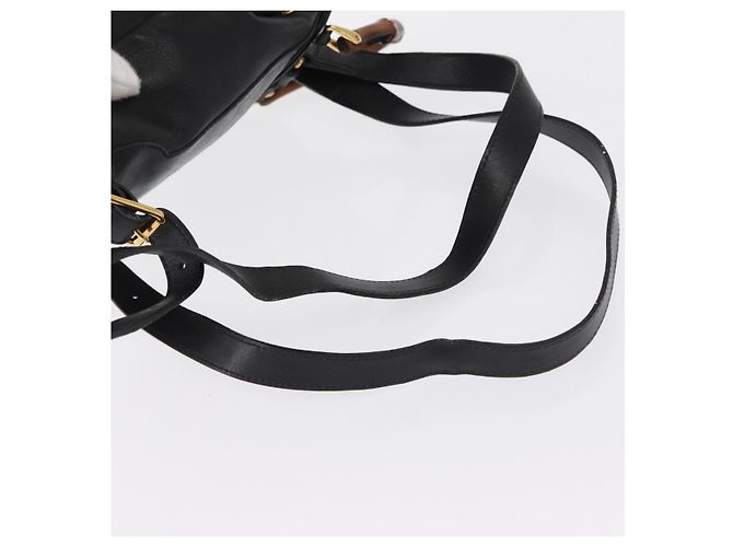 Zaino in Pelle Gucci Bamboo Nero Oro 003 2058 0030 Auth gh1708 - vista 8