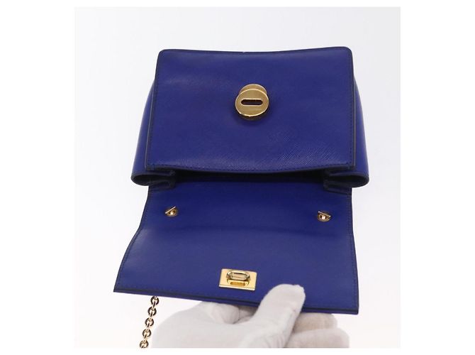 Borsa a Spalla Vala Chain in Pelle Blu Oro Auth 163452 di Salvatore Ferragamo D'oro - vista 10