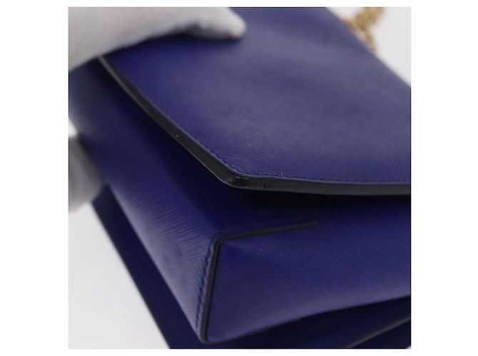 Borsa a Spalla Vala Chain in Pelle Blu Oro Auth 163452 di Salvatore Ferragamo D'oro - vista 16