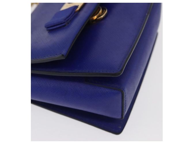 Borsa a Spalla Vala Chain in Pelle Blu Oro Auth 163452 di Salvatore Ferragamo D'oro - vista 9