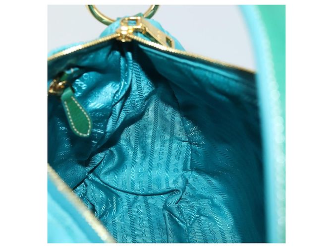 Borsa a Spalla PRADA Nylon Blu Oro Auth 169057V D'oro - vista 21