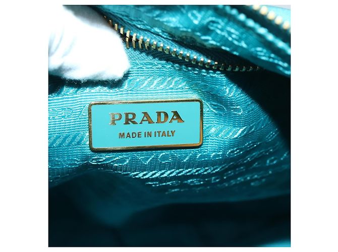 Borsa a Spalla PRADA Nylon Blu Oro Auth 169057V D'oro - vista 22