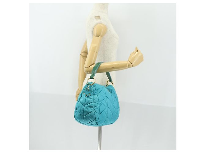 Borsa a Spalla PRADA Nylon Blu Oro Auth 169057V D'oro - vista 25