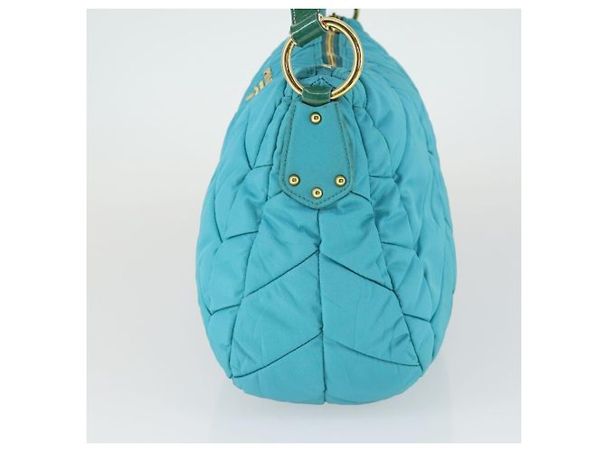 Borsa a Spalla PRADA Nylon Blu Oro Auth 169057V D'oro - vista 3