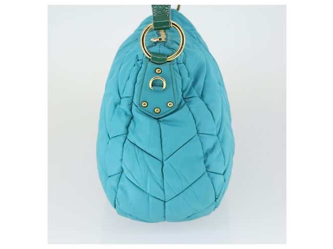 Borsa a Spalla PRADA Nylon Blu Oro Auth 169057V D'oro - vista 4