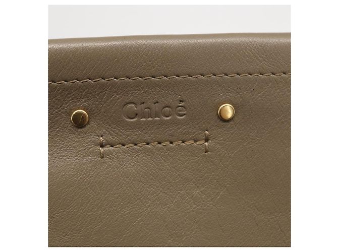 Chloé Bolsa de ombro dupla clutch Chloe Roy em couro cinza prata autêntica 165505 Marrom - vista 14