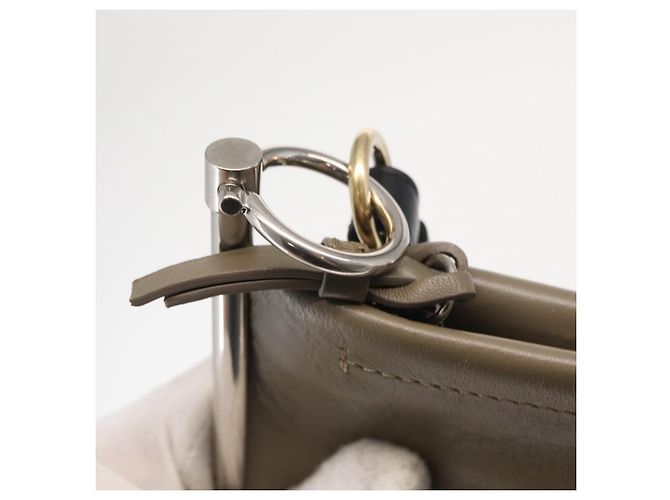 Chloé Bolsa de ombro dupla clutch Chloe Roy em couro cinza prata autêntica 165505 Marrom - vista 15