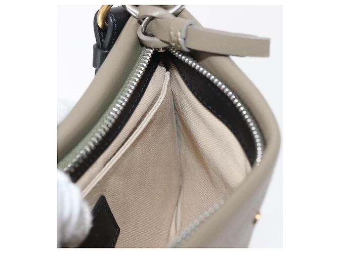 Chloé Bolsa de ombro dupla clutch Chloe Roy em couro cinza prata autêntica 165505 Marrom - vista 18