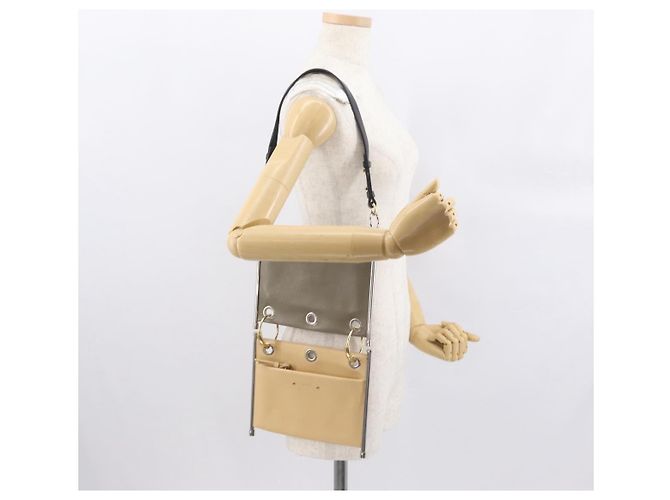 Chloé Bolsa de ombro dupla clutch Chloe Roy em couro cinza prata autêntica 165505 Marrom - vista 26