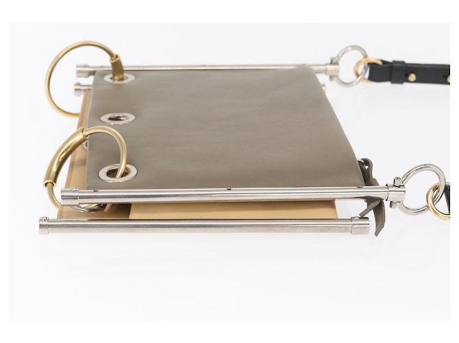Chloé Bolsa de ombro dupla clutch Chloe Roy em couro cinza prata autêntica 165505 Marrom - vista 5