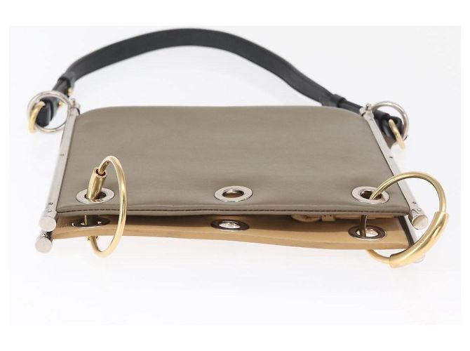 Chloé Bolsa de ombro dupla clutch Chloe Roy em couro cinza prata autêntica 165505 Marrom - vista 9