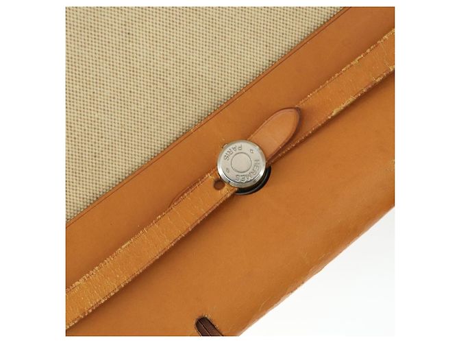 Hermès HERMES Herbag Ad PM Rucksack Canvas Leder 2in1 Beige Silber Auth 168408 - Ansicht 16