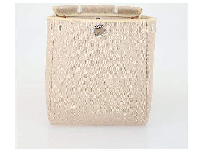 Hermès HERMES Herbag Ad PM Rucksack Canvas Leder 2in1 Beige Silber Auth 168408 - Ansicht 22
