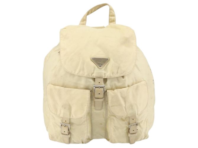 PRADA Backpack Nylon Ivory Silver Auth ka2156 Silvery Cream - view 13