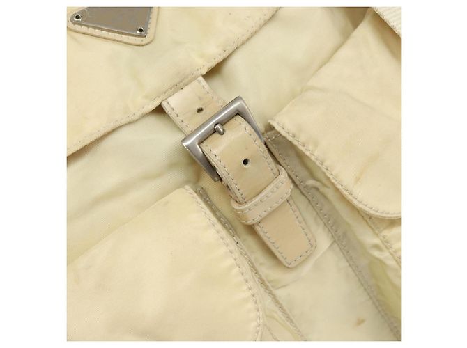 PRADA Backpack Nylon Ivory Silver Auth ka2156 Silvery Cream - view 21
