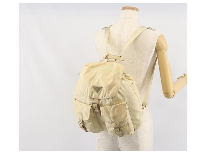 PRADA Backpack Nylon Ivory Silver Auth ka2156 Silvery Cream - view 29