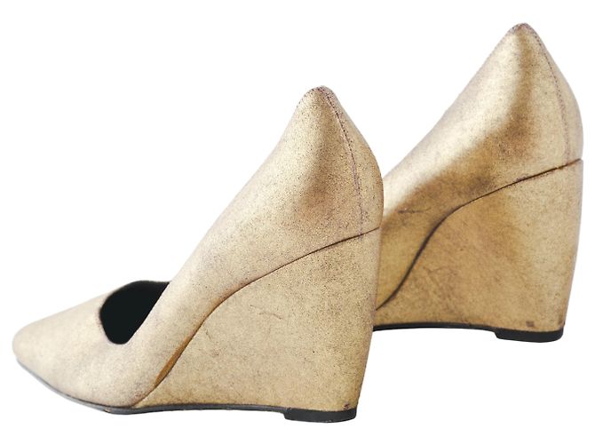 Décolleté con zeppa Sergio Rossi Oro D'oro - vista 3