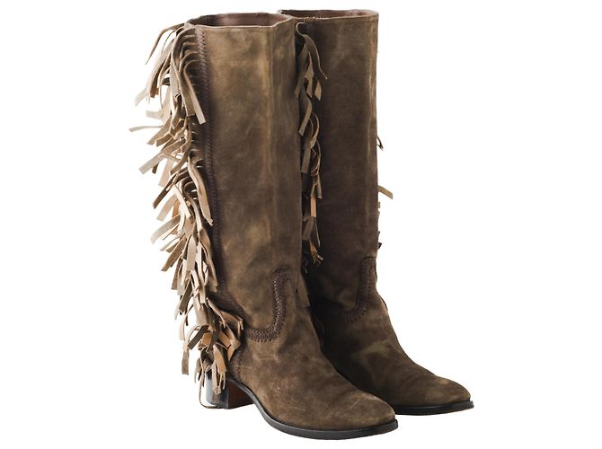 Autre Marque Botas de Ante Marrón con Flecos Santoni Castaño - vista 2