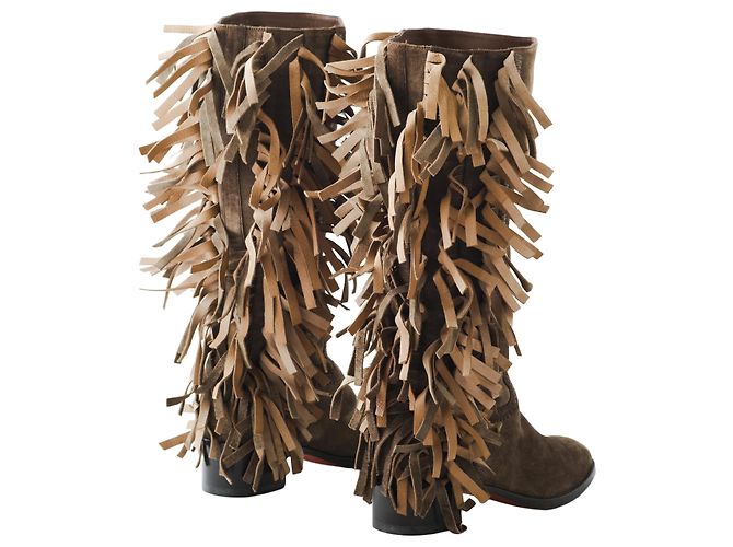 Autre Marque Botas de Ante Marrón con Flecos Santoni Castaño - vista 3