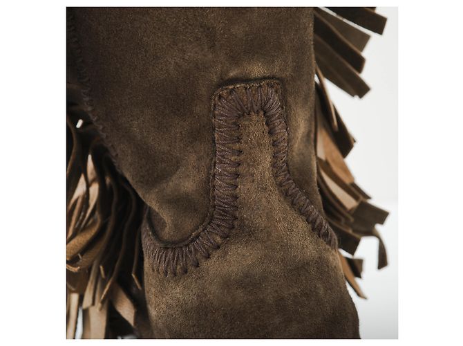 Autre Marque Botas de Ante Marrón con Flecos Santoni Castaño - vista 4