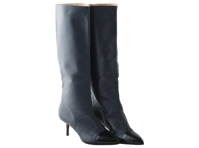 Autre Marque Botas de cuero negro Casadei - vista 2