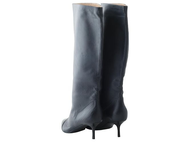 Autre Marque Botas de cuero negro Casadei - vista 3