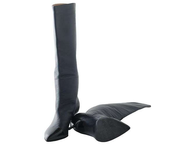 Autre Marque Botas de cuero negro Casadei - vista 6