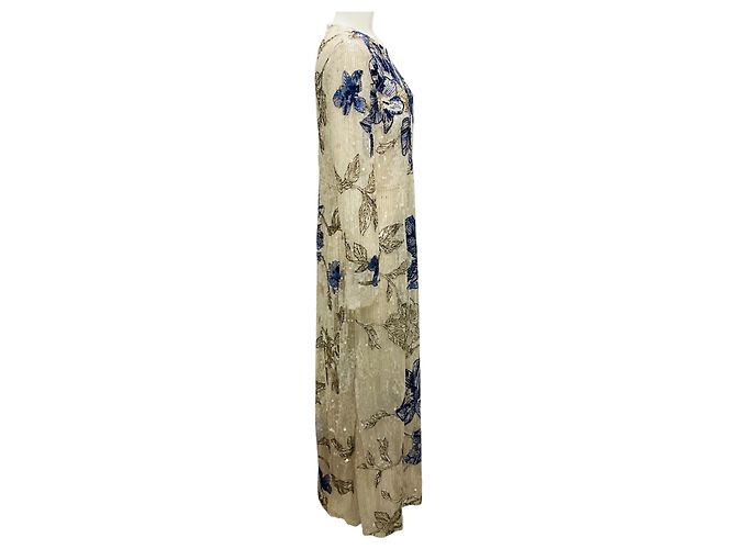 Abito lungo a maniche lunghe con perline e paillettes Erdem beige / blu / Abito formale Multicolore - vista 2