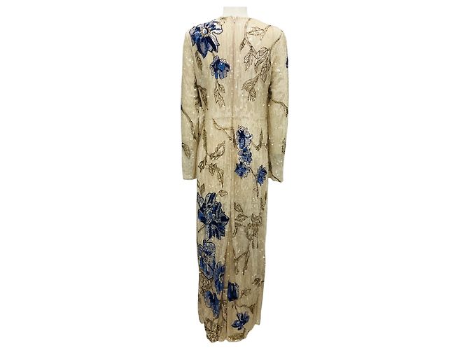 Abito lungo a maniche lunghe con perline e paillettes Erdem beige / blu / Abito formale Multicolore - vista 3