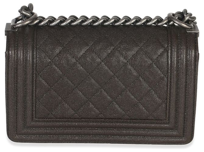 Borsa piccola Boy in caviar trapuntato marrone di Chanel - vista 2