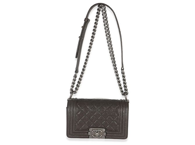 Borsa piccola Boy in caviar trapuntato marrone di Chanel - vista 5